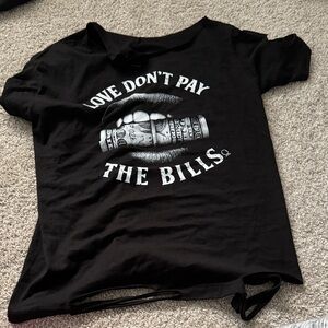 The drive clothing Black white destructed road rash Graphic Tee love bills large